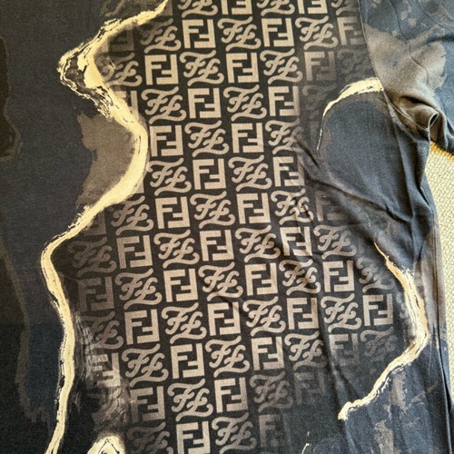 Fendi Roma T-shirt used, size L, cotton, black-brown