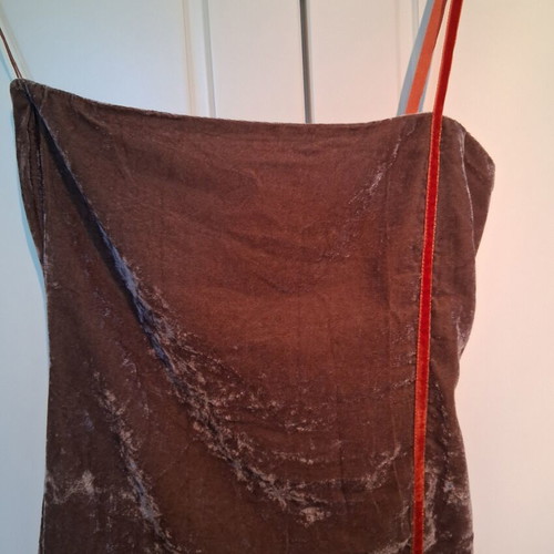 Pavlos Kyriakides velvet dress strapless with red strap, like new