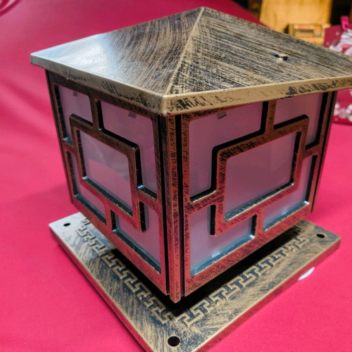 Aluminum floor lamp new, bronze with sandblasted glass