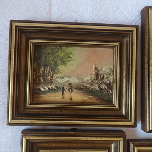 Paintings by Ioanni Darmis used, set of 4 with solid wood frames