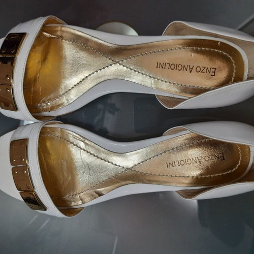 Enzo Angiolini summer shoes white and gold size 41 like new