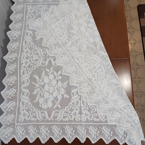 Handmade crochet tablecloth large square vintage heirloom