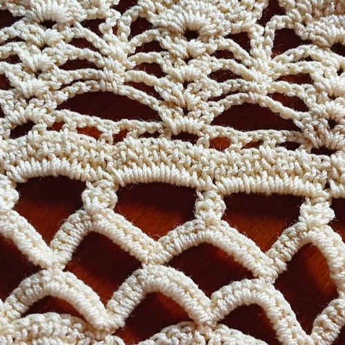 Crochet round handmade set of 3 beige pieces