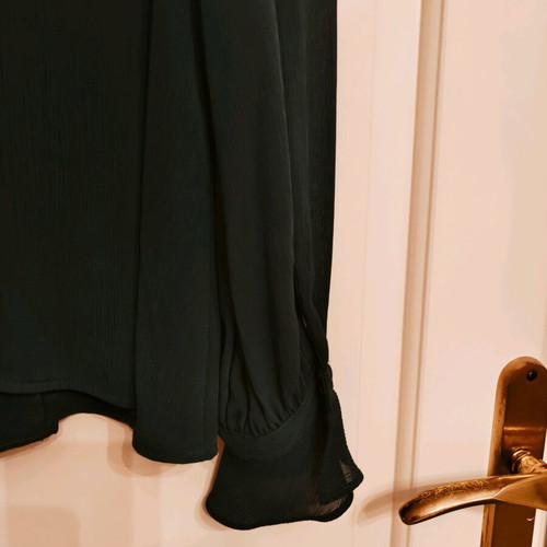 Zara blouse like new, black semi-transparent with pussy-bow