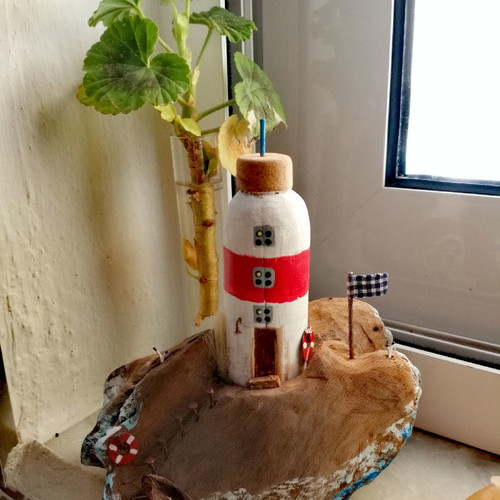 Shabby chic lighthouse made of driftwood new