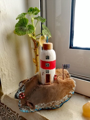 Shabby chic lighthouse made of driftwood new