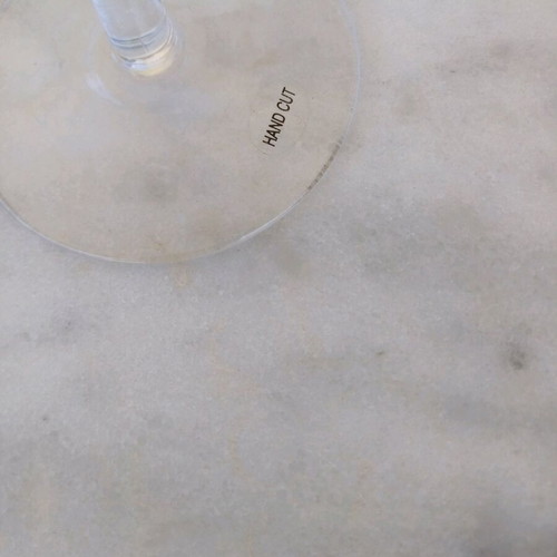 Hand cut candlestick new, traditional glass with two candles