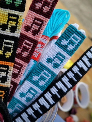 Macrame bracelet handmade with musical designs made to order
