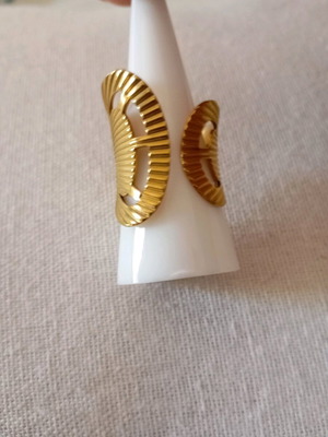 Steel opening ring gold with ancient Greek design new