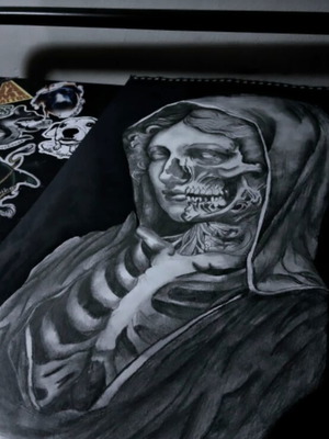 Drawing on A3 paper with ink and pencil, new