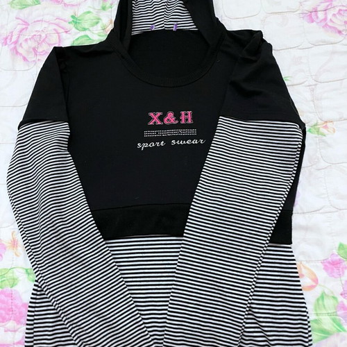 Hoodie black with white stripes like new