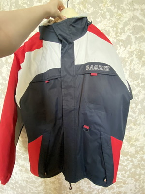 Men's thick jacket, white and red