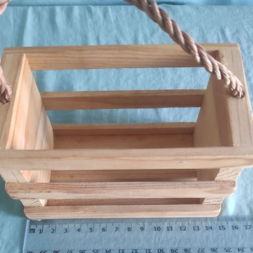 Cuccio Naturale Mini wooden crate with rope handle new