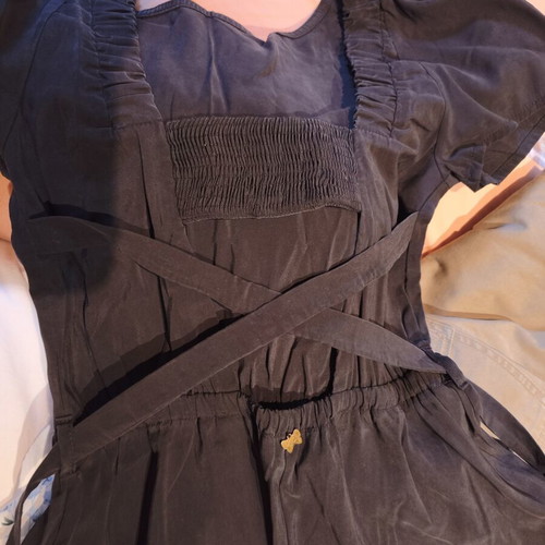 Regalinas long dress with short sleeves and crisscross back like new, black s/m