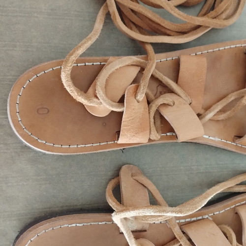 Leather handmade sandals like new, size 38, beige