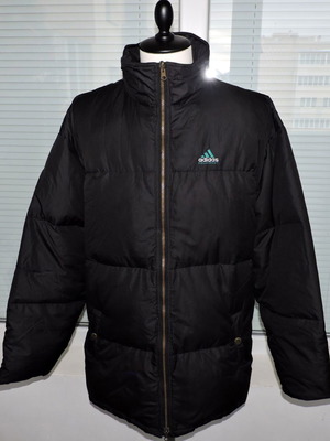 Adidas Vintage Men Down Puffer Jacket Black Size L Used