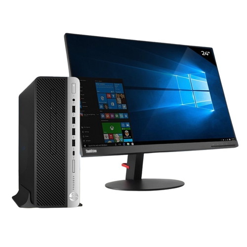 Business PC Bundle HP ProDesk 600 G5 SFF refurbished with Lenovo 24" monitor