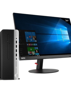 Business PC Bundle HP ProDesk 600 G5 SFF refurbished with Lenovo 24" monitor