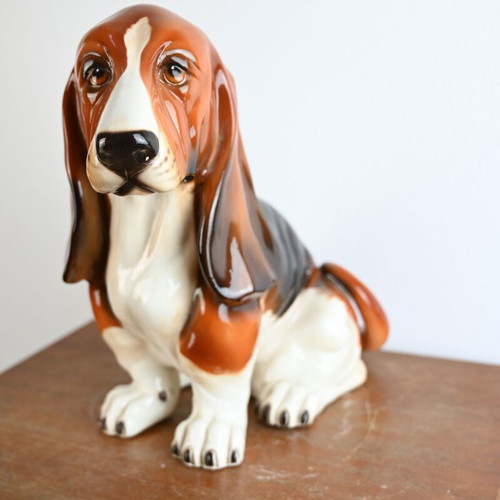 Vintage decorative dog used, large size 34x33 cm