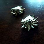  Vintage 80s σκουλαρίκια λουλούδι με ανάγλυφο και στίλβον εφέ. Με κλιπ.