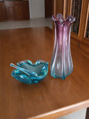 Murano glass set vase and bowl like new
