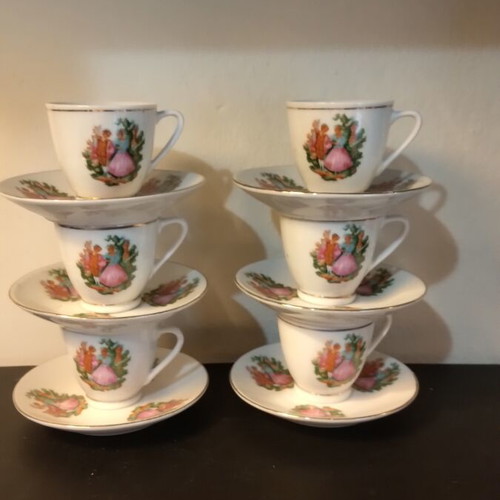 Porcelain Coffee Set, Pack of Six, New