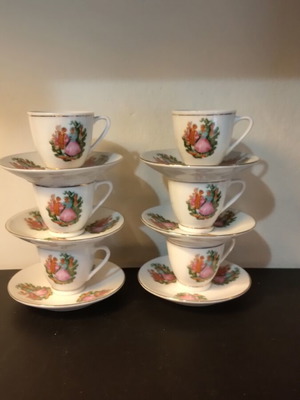 Porcelain Coffee Set, Pack of Six, New