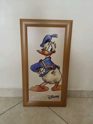 Donald Duck framed art print like new with wooden frame