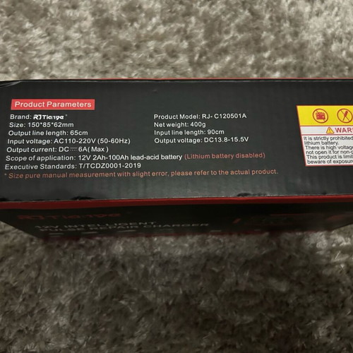 Car and motorcycle battery charger 12V new unused