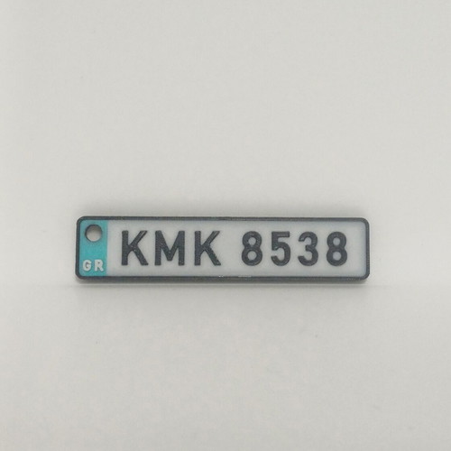 Custom car license plate keychain, new, turquoise multicolor