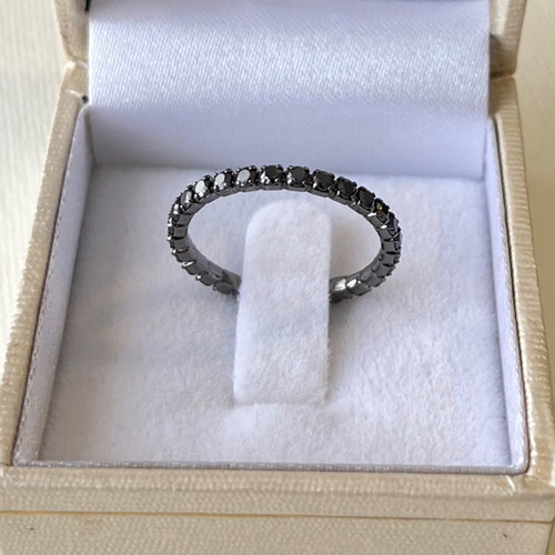 Gold ring k14 with black rhodium and zirconia new