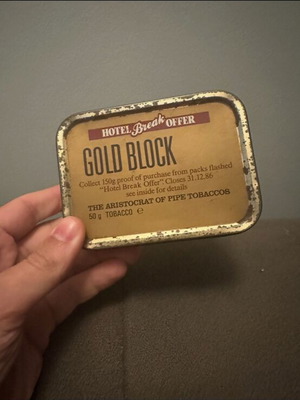 Gold Block metal vintage box used, made in England