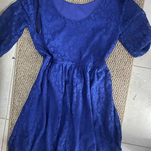 Atmosphere blue lace dress with 3/4 sleeve like new