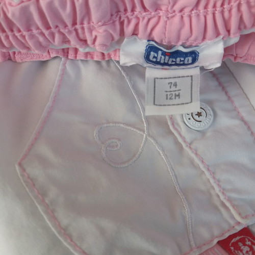 Chicco summer pants white with pink details, new, size 74