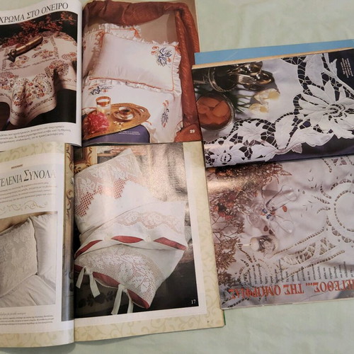 Praktiki magazines used with embroidery and knitting ideas