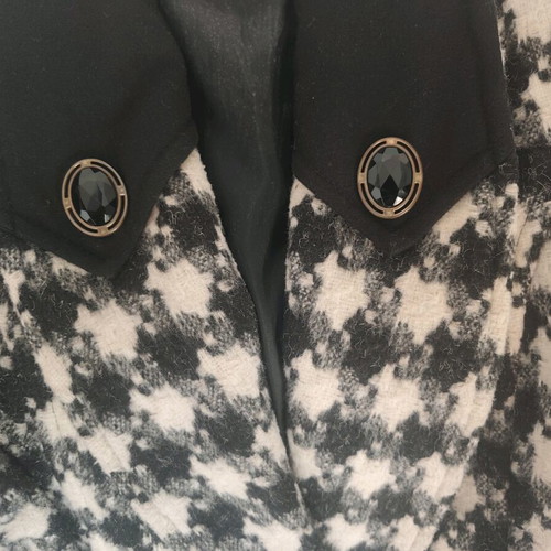 Vintage jacket coat like new black and white pied-de-poule double-breasted