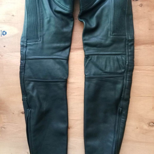 Held leather motorcycle pants used with knee protectors