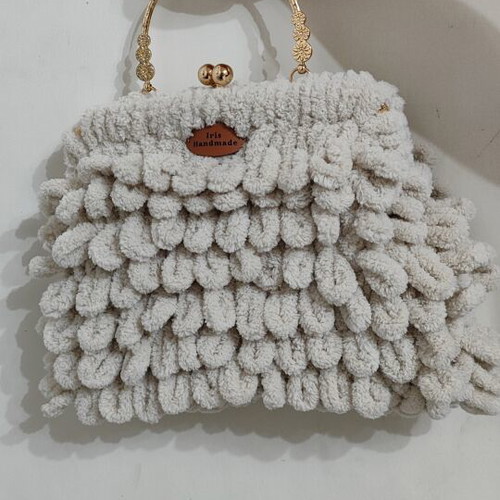 Puffy bag small beige handbag new