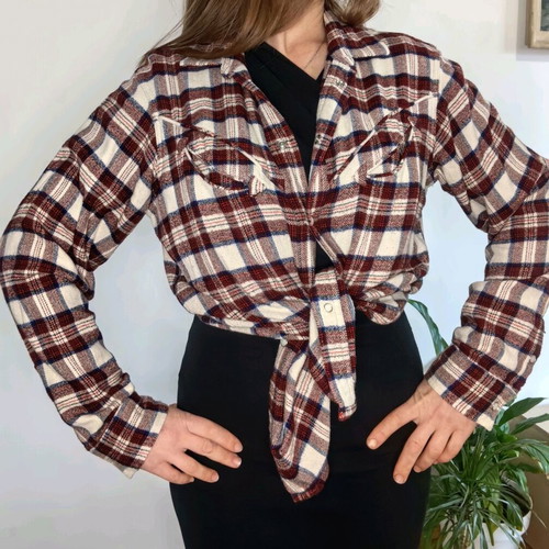 Levi's women's long sleeve shirt, white and red plaid
