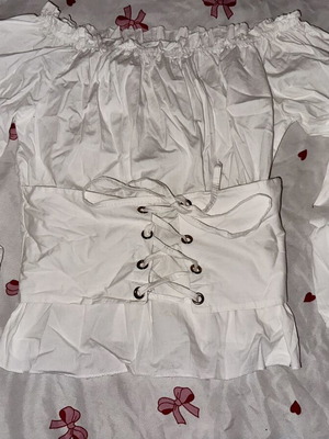 White Romantic Corset Top with Off-Shoulder Bardot Style, Like New