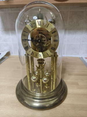 Elgin S. Haller 400-Day Anniversary Torsion Clock Used, Brass with Glass Dome
