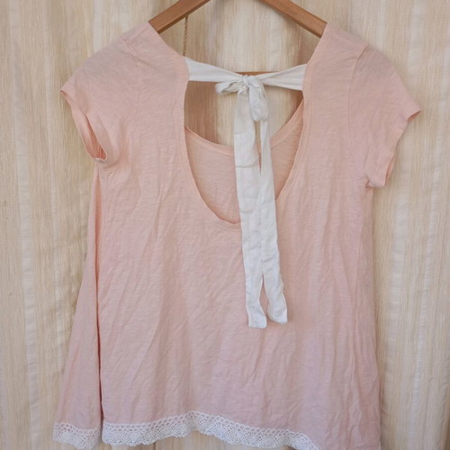 Regalinas blouse with lace and bow like new, pink