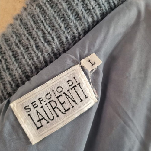 Sergio Di Laurenti vintage 80s/90s μπουφάν ζακέτα μοχέρ oversized, παστέλ γεωμετρικό πλέξιμο, μέγεθος L