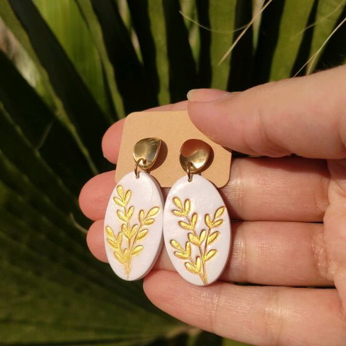 Handmade earrings new, polymer clay and steel fastening
