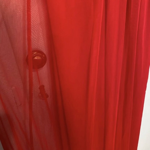Red dress new, adjustable straps, tulle overlay, fits up to large