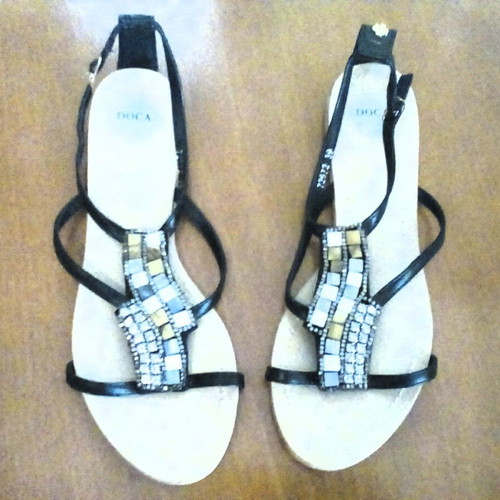 Doca sandals new black flat size 39