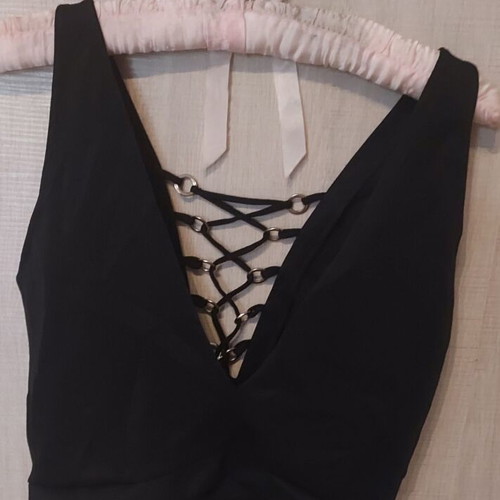Black bustier like new with lacing and open back, size L