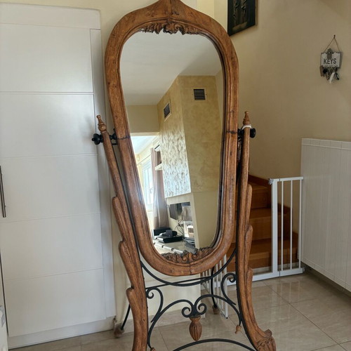 Decorative mirror made of solid walnut wood, like new, 1965