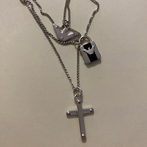 Emporio Armani triple necklace like new, silver