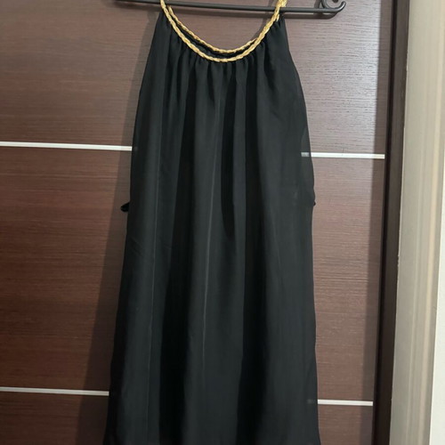 Black mini dress with gold details one size like new